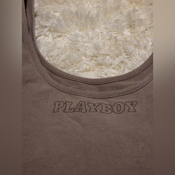 PLAYBOY (PacSun) Brown Fitted Crop Tank Top - Picture 2 of 5